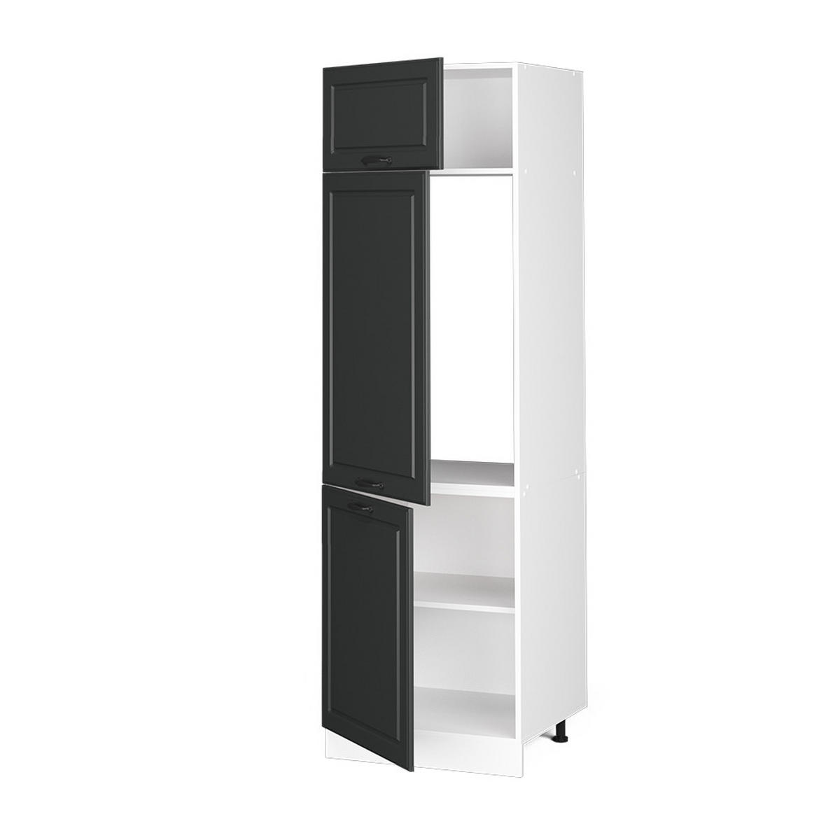 KÜHLUMBAUSCHRANK R-Line Anthrazit Landhaus 60 cm - Anthrazit/Weiß, Holzwerkstoff (60/206.8/57.2cm) - Vicco