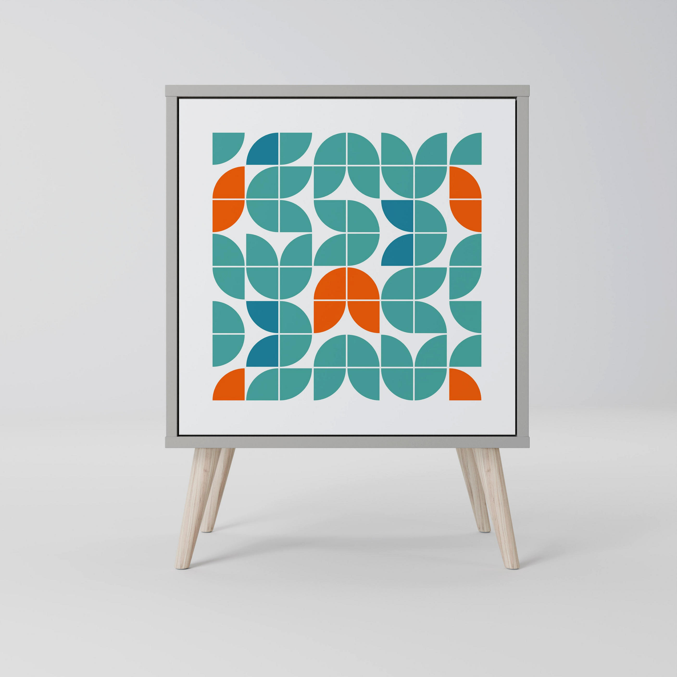 SIDEBOARD BE THE CHANGE, Grau, 57,5x42x77,5 cm, Schräge Buchenholzfüße - Buchefarben/Multicolor, Holzwerkstoff/Buchenholz (57.5/77.5/42cm) - SpaceRebels