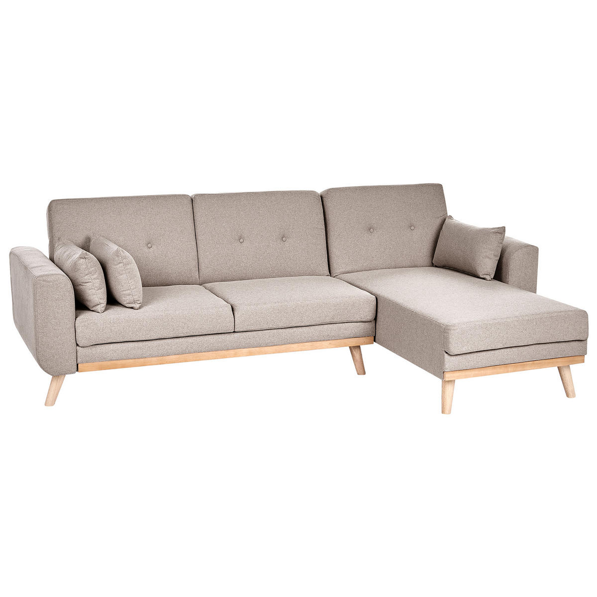 ROZKLÁDACÍ ROHOVÁ POHOVKA 3-místná Látka Béžová levostranná Kaarina - světle hnědá, textil (260/152cm) - Beliani
