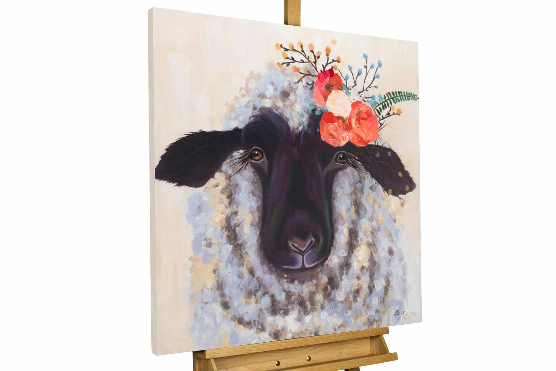 Kunstloft Acrylbild Schwarz, Beige 80x80 cm