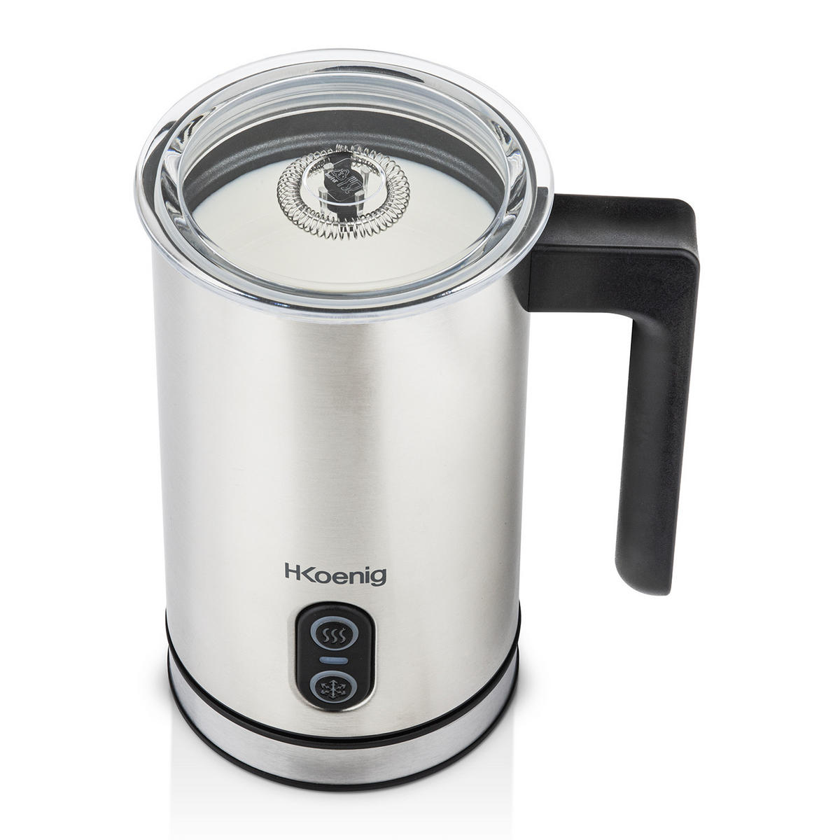 MILCHAUFSCHÄUMER MLK8 Grau, 0,24L -cremiger Kalt- oder Heißschaum, Antihaftbeschichtung, automatische Abschaltung, Edelstahl - Silberfarben, Metall - HKoenig