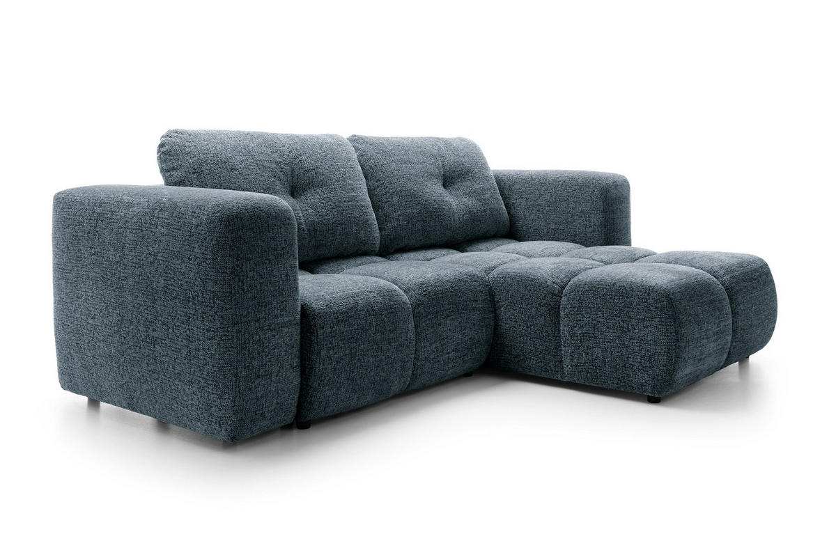ECKSOFA ARTE 01 Dunkelblau Chenille mit Schlaffunktion - Dunkelblau, Holz (245/177cm) - MASSENO
