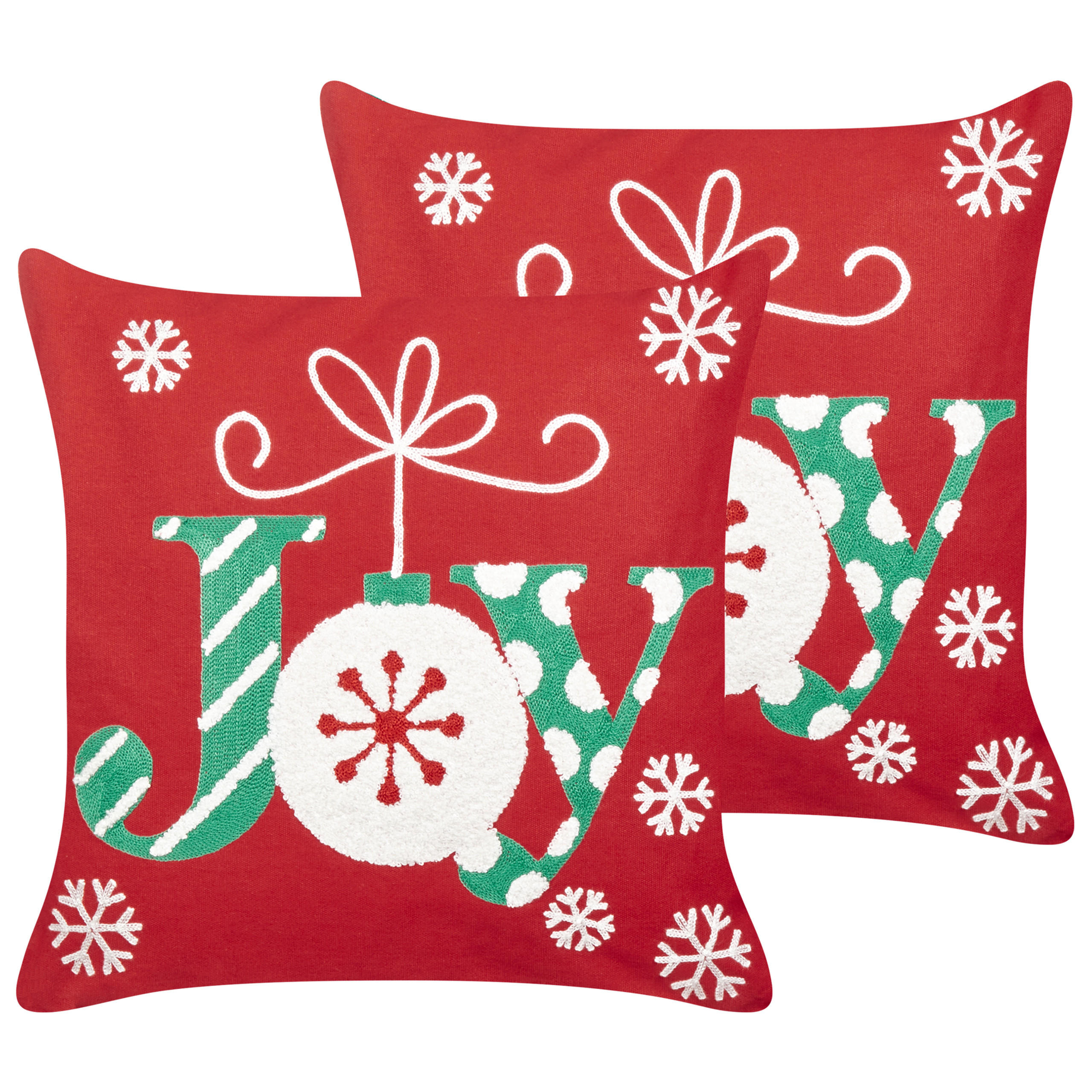 DEKOKISSEN 2er-Set Rot 45/45 cm Gingerbread - Rot, Textil (45/45cm) - Beliani