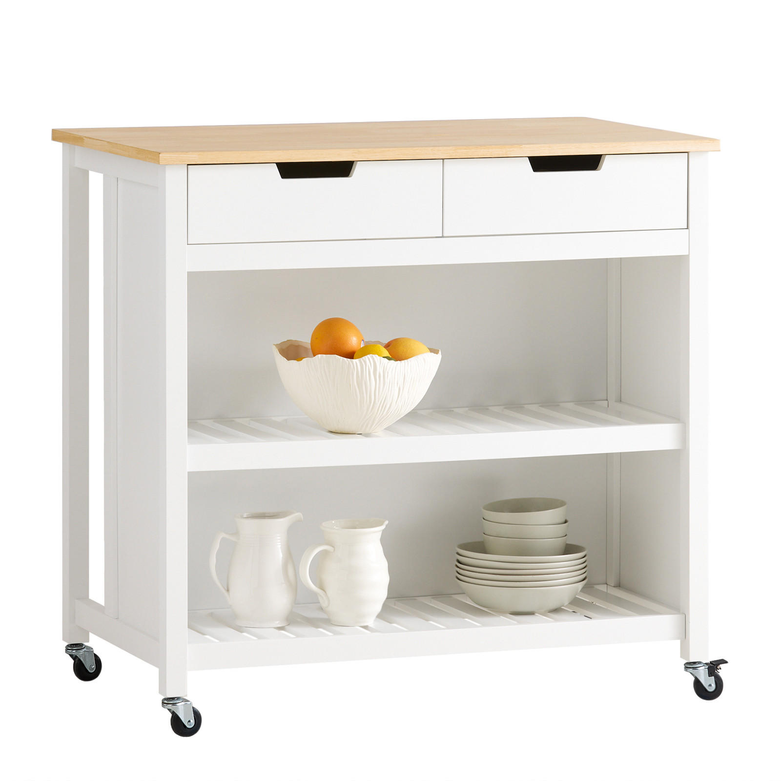 KÜCHENINSEL rollbar Weiß-Natur - Weiß, Holzwerkstoff (100/94/60cm) - SoBuy