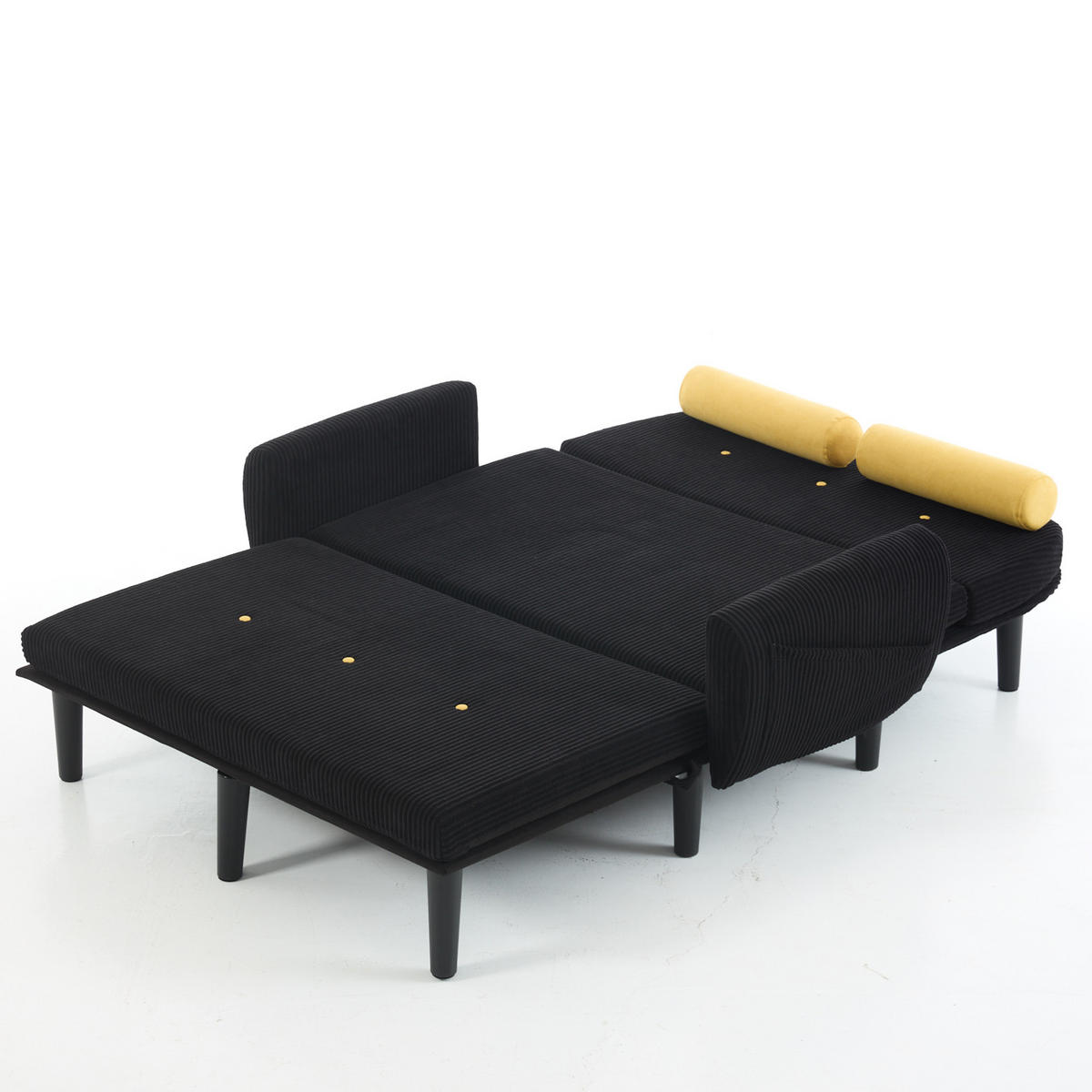 SCHLAFSOFA 133,5/77/85 cm Schwarz Cord mit Stauraum - Schwarz, Textil (77/85/133.5cm) - Oxeza