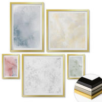WANDBILDER 5er Set - 50x50 cm & 20x30 cm & 40x60 cm Goldrahmen - Aquarellfarben in Pastellfarben - Goldfarben, Kunststoff (40/60cm) - ArtPrintCave