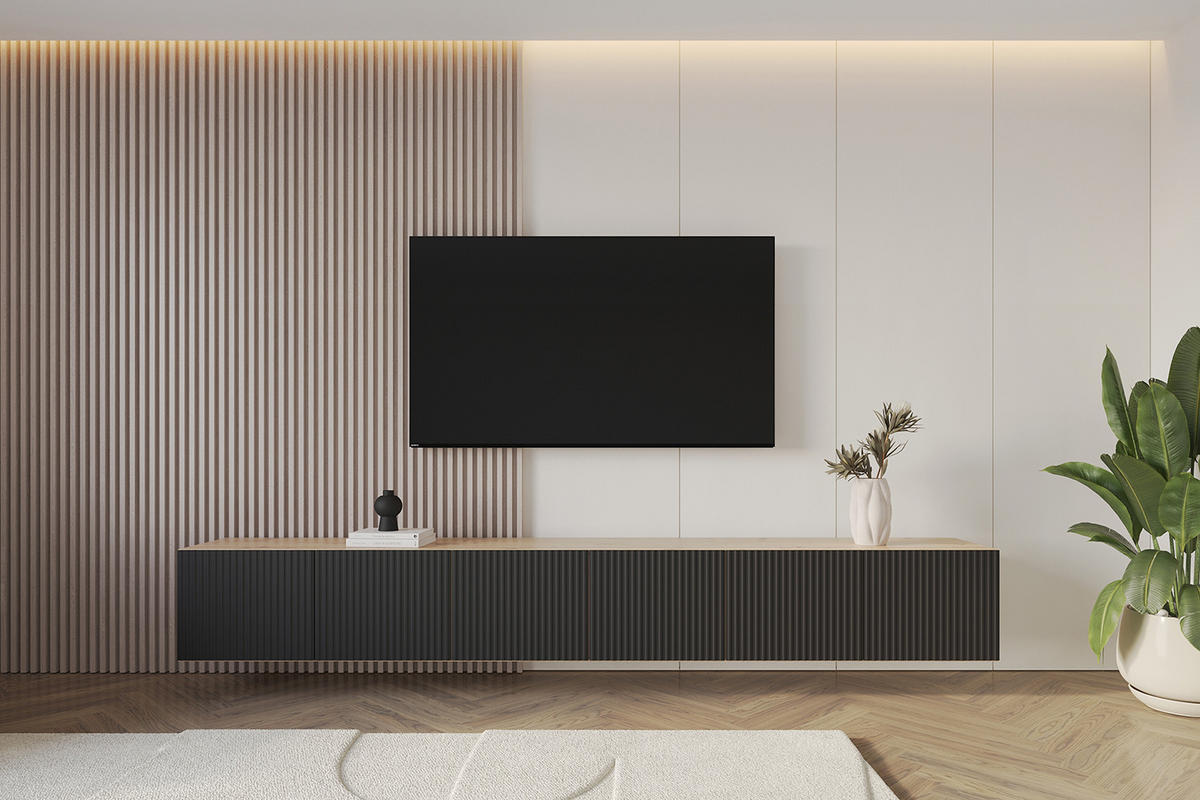 LOWBOARD NOA-2-W 3x100x40x41 cm - Artisan / Schwarz - Schwarz, Holzwerkstoff (300/40/41cm) - ALTDECOR