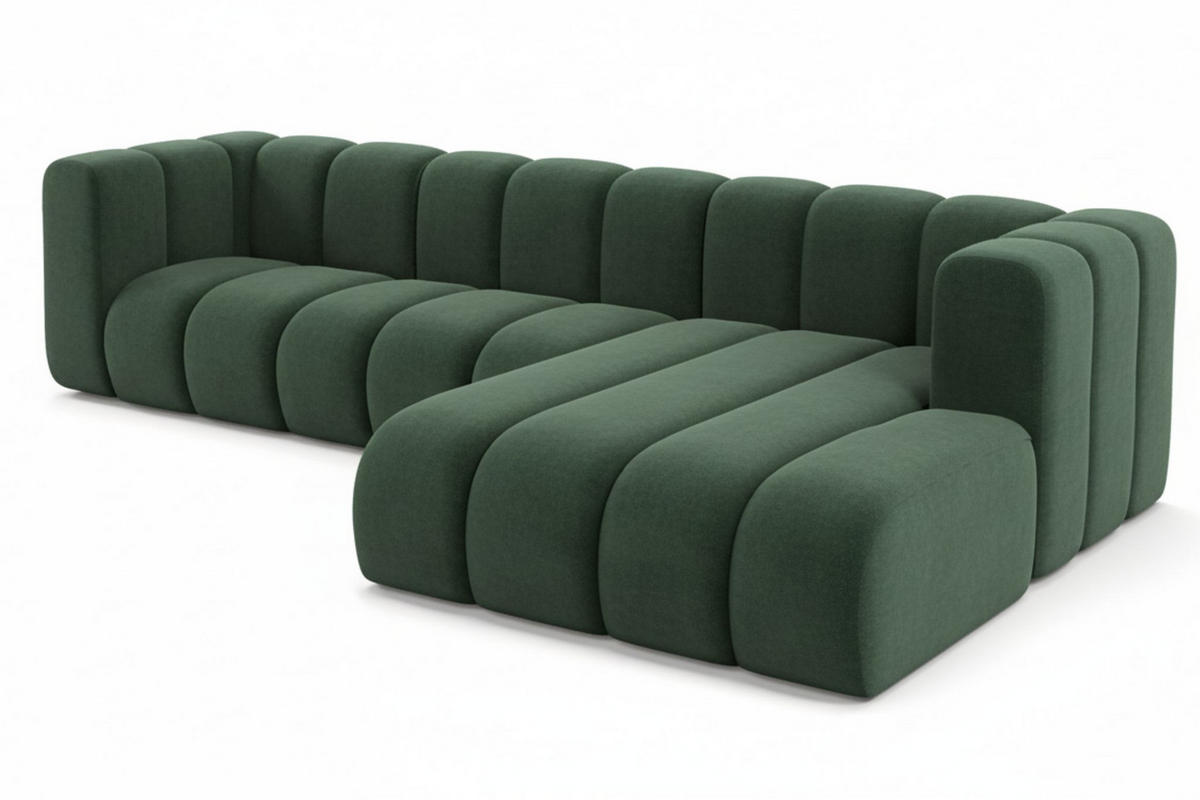 ECKSOFA L-Form Grand L 287 cm, Veloursstoff Salvador, Grün, Rechts - Grün, Holz (287/179cm) - Kaiser Möbel