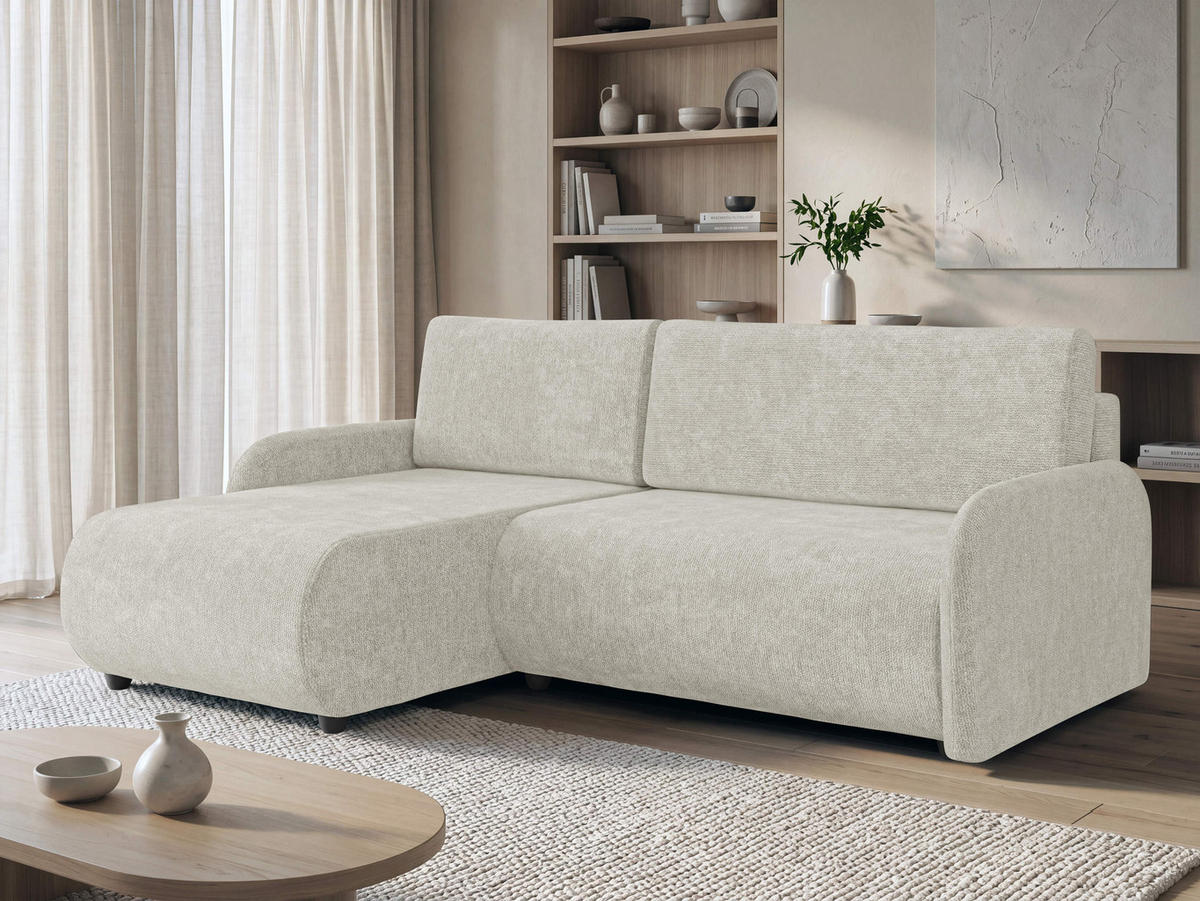 ECKSCHLAFSOFA Nest - Creme/Schwarz, Holz/Kunststoff (233/160cm) - MIRJAN24