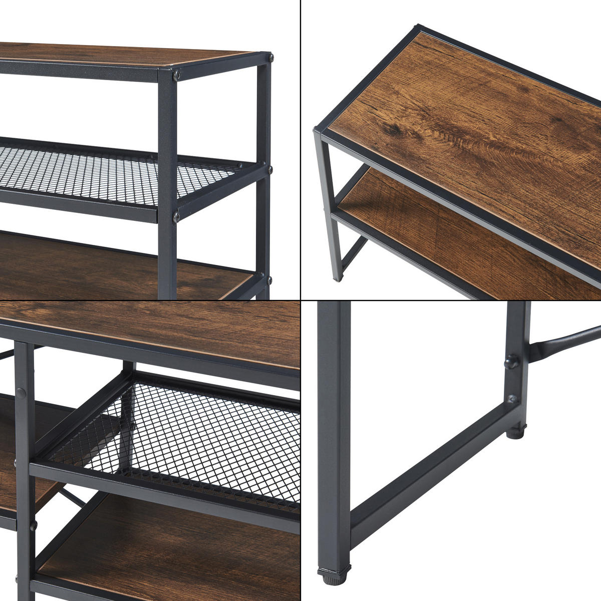 TV-ELEMENT Västiarharg - Walnussfarben/Schwarz, Holzwerkstoff/Metall (120/46/30cm) - [en.casa]