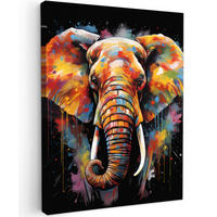 LEINWANDBILD Elefant - Graffiti - Schwarz - Tiere - Farben 30x40 cm - Schwarz, Textil (30/40cm) - MuchoWow