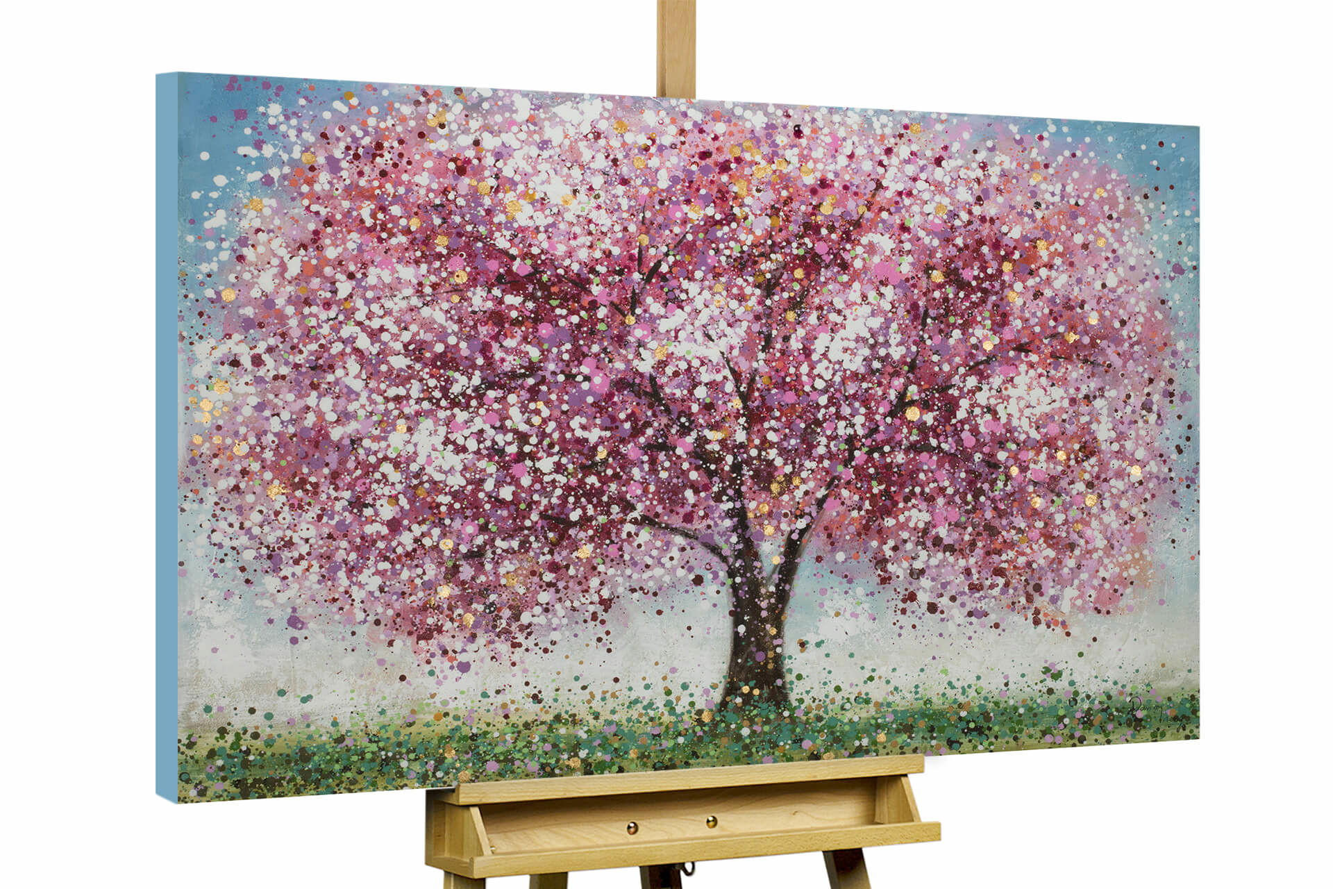 ÖLGEMÄLDE 120/80 cm - Blau/Pink, Holz/Textil (2.26/80cm) - KUNSTLOFT