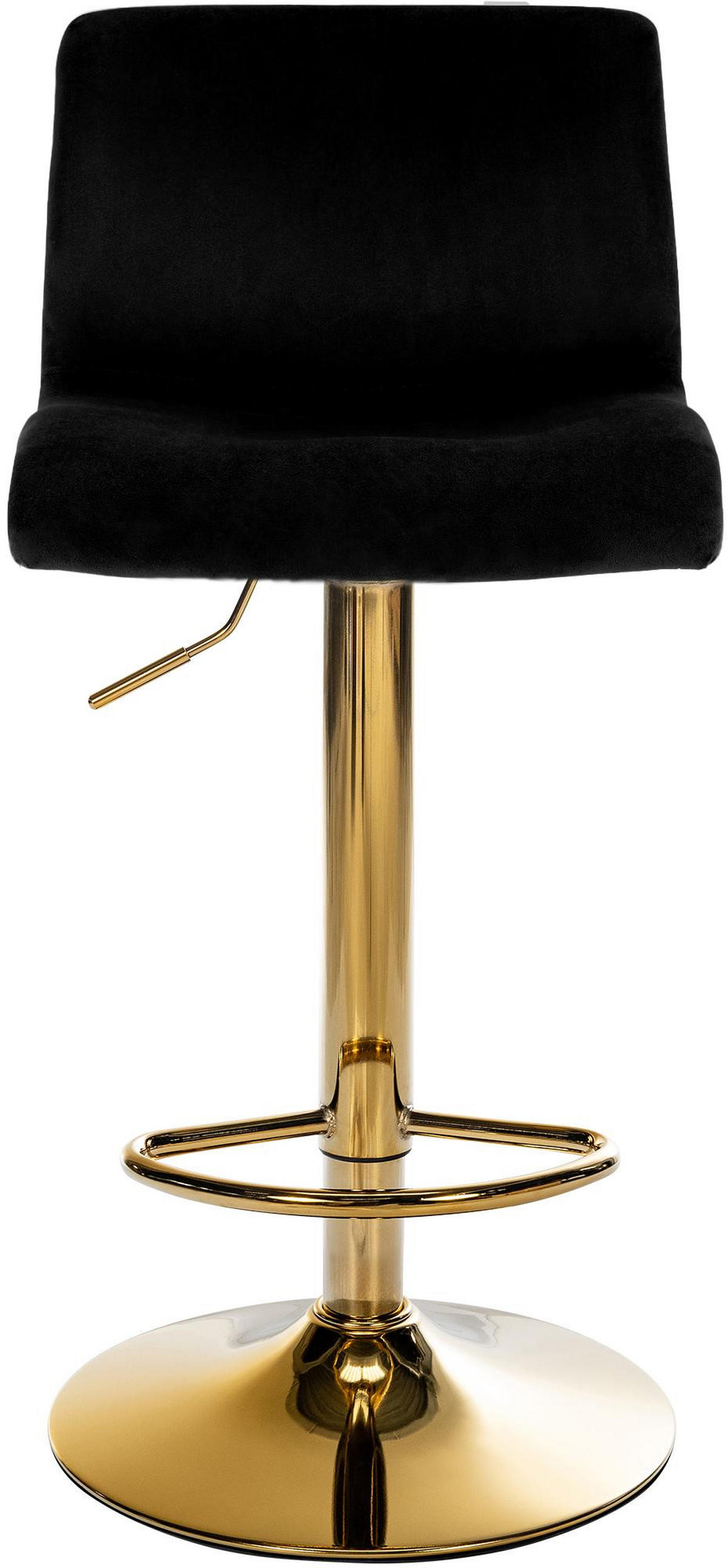 BARHOCKER Pesan Samt Schwarz Gold - Schwarz, Textil/Metall (39/83/36cm) - DELUKE