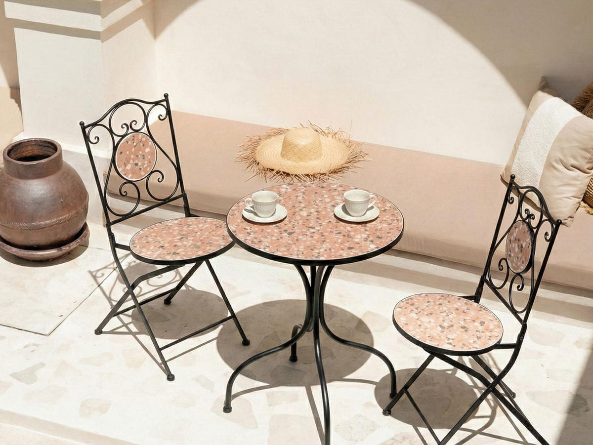 BISTRO-SET klappbar Metall Schwarz Adrano - Schwarz, Metall - Beliani
