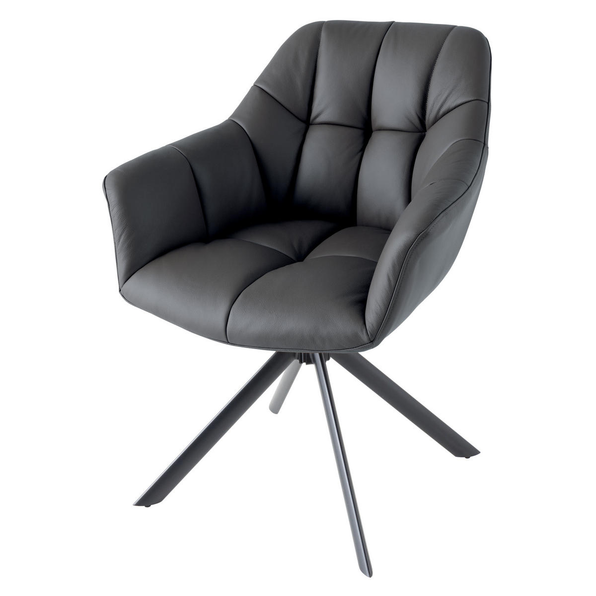 STUHL PAPILLON Echtleder Schwarz 85 cm - Schwarz/Braun, Leder/Metall (65/83/66cm) - riess-ambiente