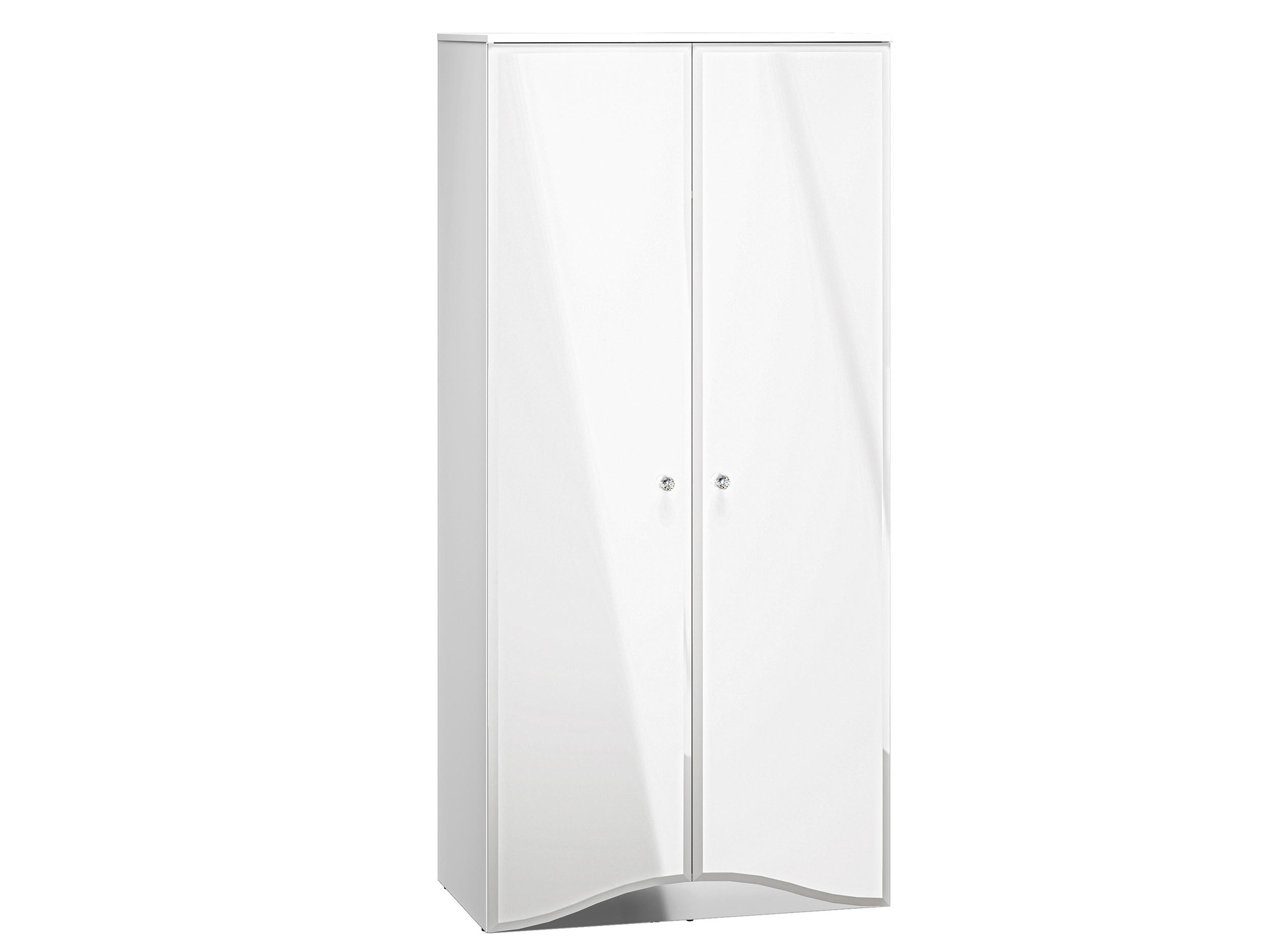 KLEIDERSCHRANK Glamour weiß / weiß hochglanz 90 / 51 / 190cm - Weiß Hochglanz/Weiß, Glas/Holz (90/190/51cm) - Feldmann-Wohnen