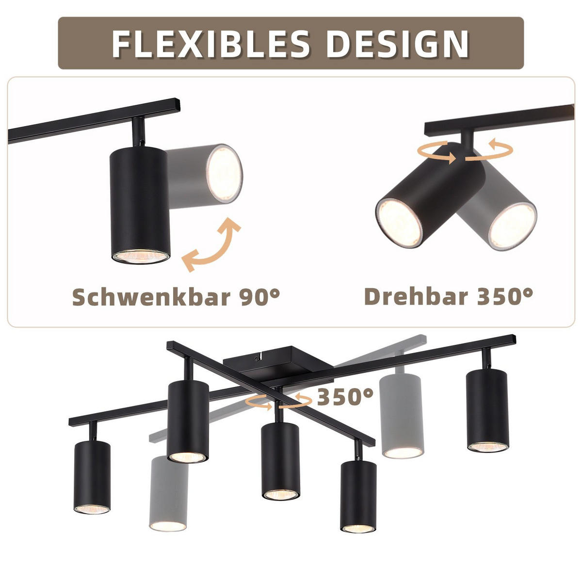 STRAHLER Berlinchen 5-flammig 77.5/57.5/21 cm - Schwarz, Metall (77.5/57.5/21cm) - Nettlife