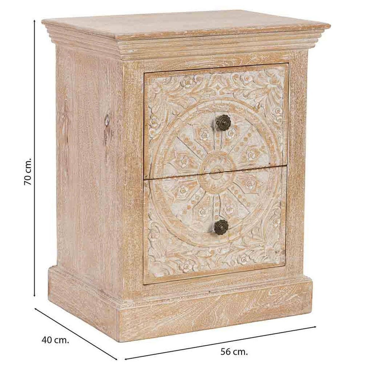 NACHTTISCH aus Holz, 56x40x70cm - Beige, Holz (56/70/40cm) - Wanderlust