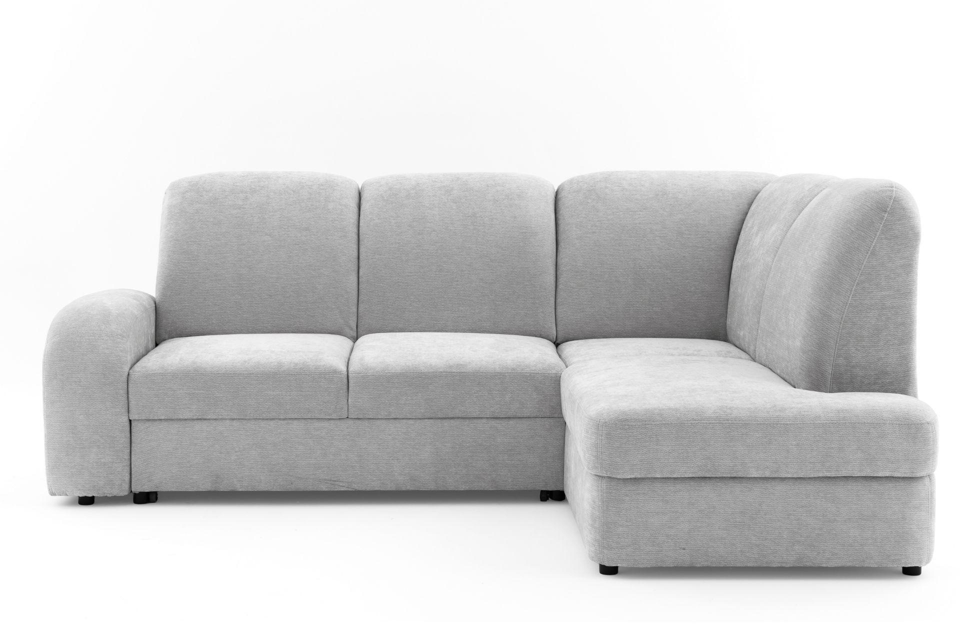 ECKSOFA VIBE L Rechts mit Schlaffunktion 129x205 Chenille Hellgrau - Hellgrau/Schwarz, Holz/Kunststoff (250/186cm) - Muffo