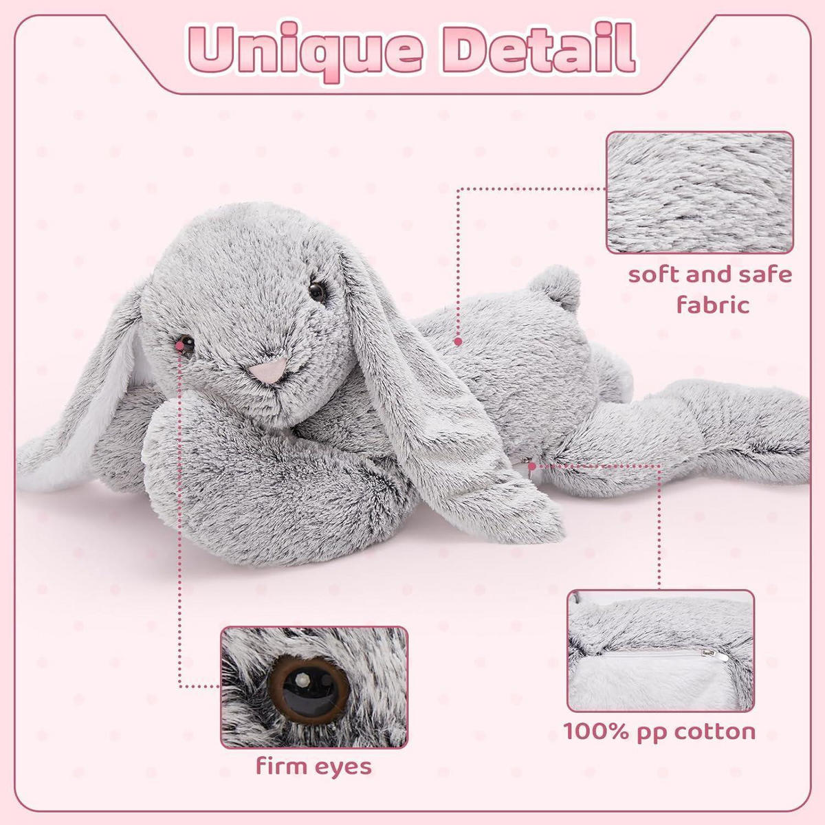 STOFFTIER Hase 80 cm Grau - Grau, Textil (55/80cm)
