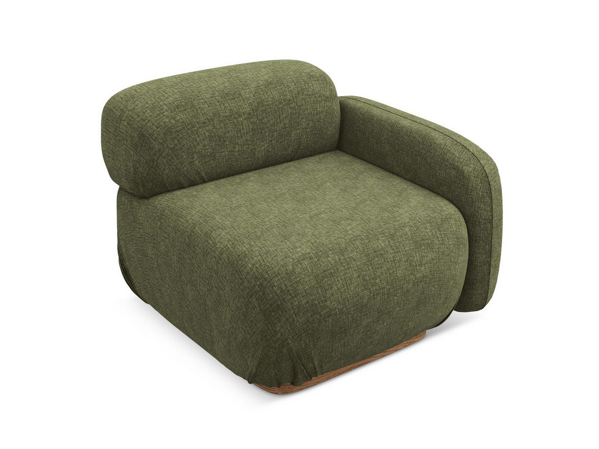 SOFAELEMENT Rechts Chenille Stoff Grün - Braun/Olivgrün, Holz/Textil (95/73/95cm) - Makamii