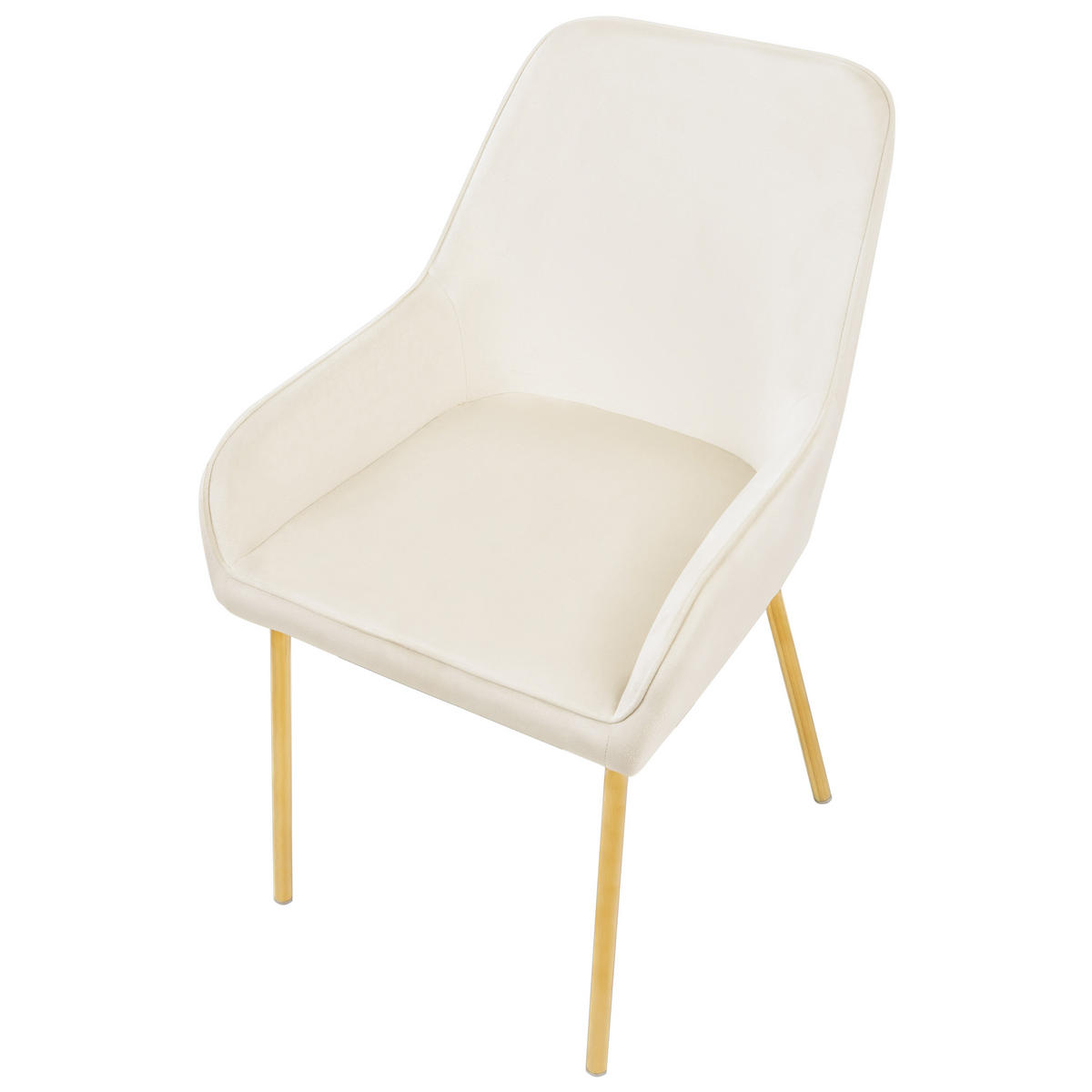 ESSZIMMERSTUHL 2er-Set Samtstoff Cremeweiß Loverna - Weiß, Textil (54/87/63cm) - Beliani