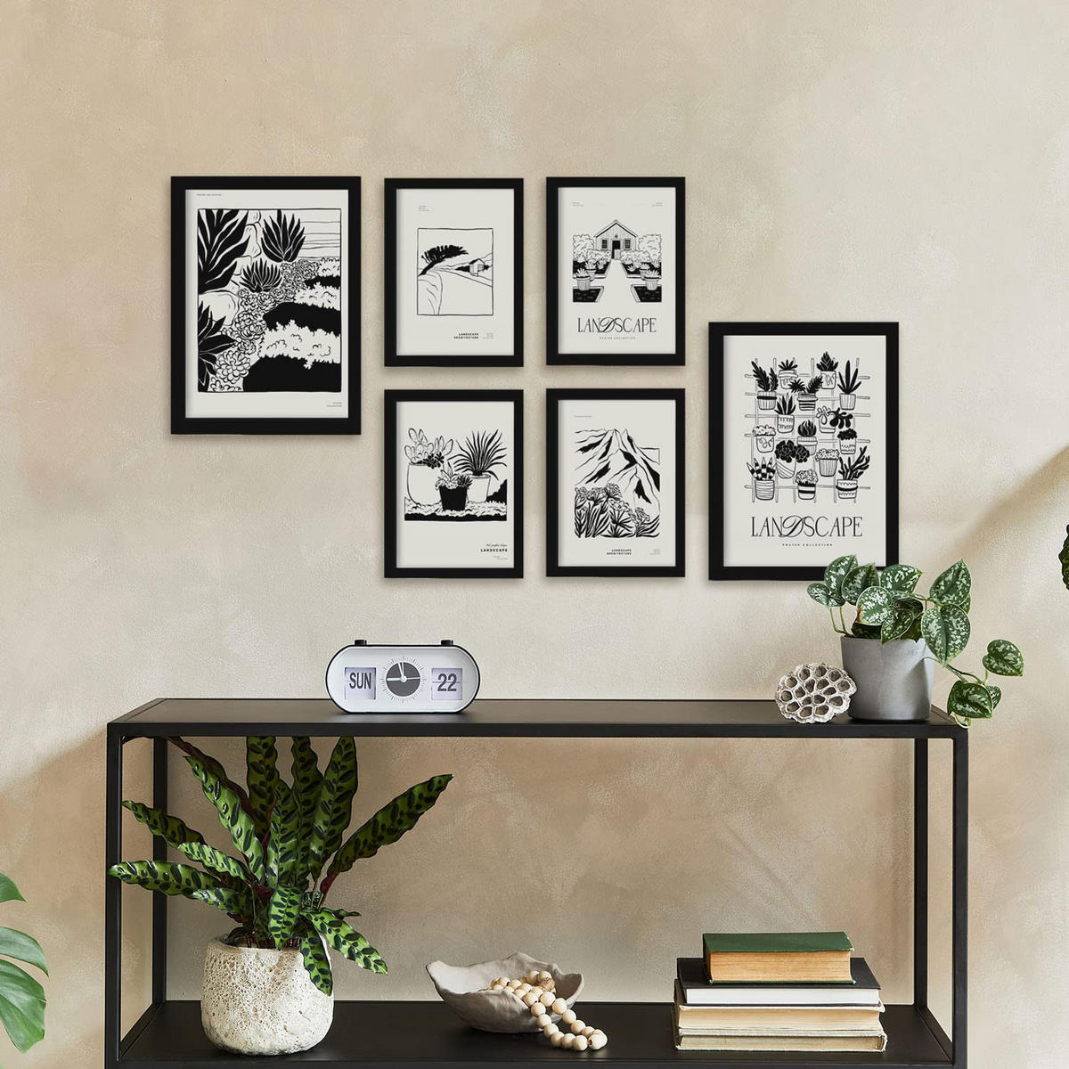 POSTER Set Mit 6 In Schwarzer Tinte Saftiger Garten A3 & A4 Rahmenlos - Klar, Papier (29/3cm) - Nacnic