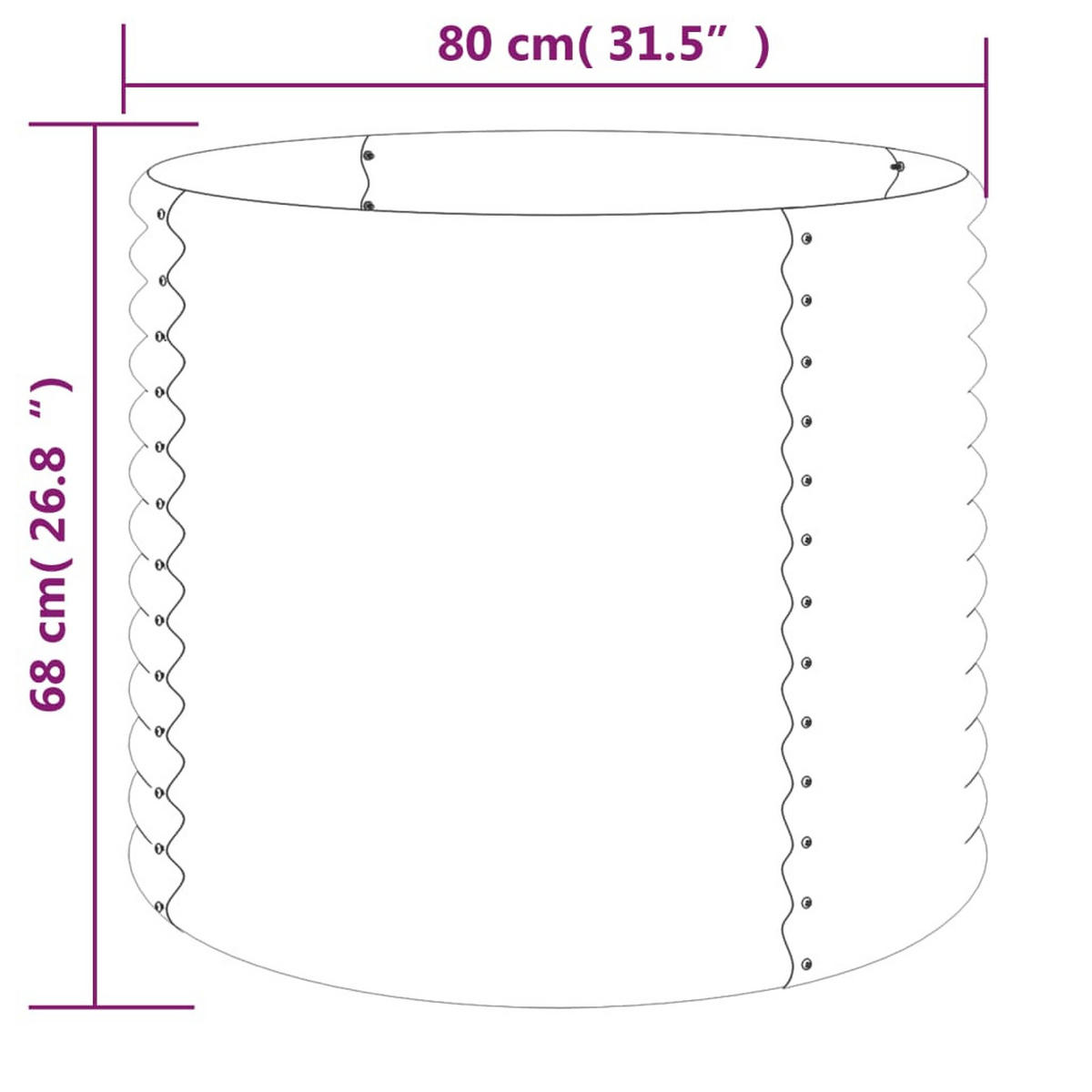 PFLANZKÜBEL Verzinkter Stahl 80/80/68 Cm Grün - Grün, Metall (80/68/80cm) - vidaXL