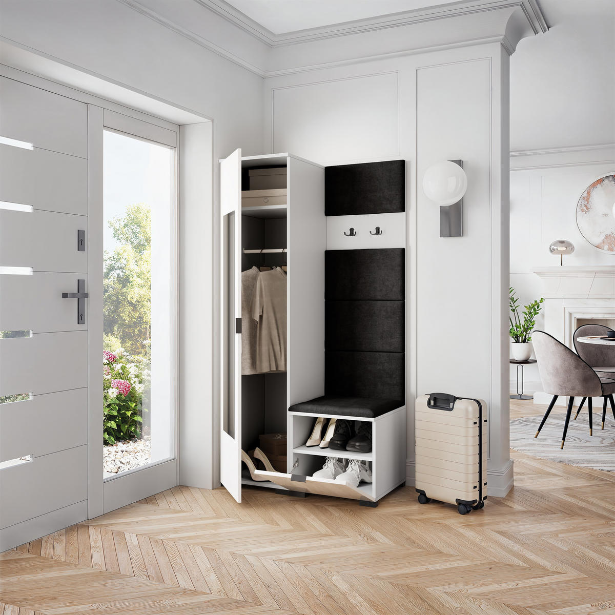 GARDEROBENSCHRANK VIRA 95/181/51 cm Modern Weiß - Weiß, Holzwerkstoff (95/181/51cm) - MASSENO