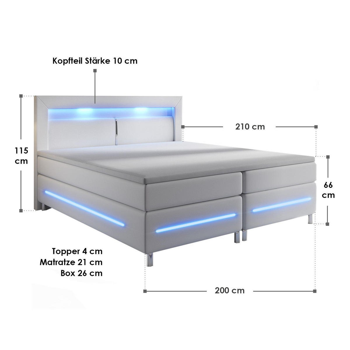 BOXBETT Norfolk weiß 200x200 cm - Weiß, Textil (200/200cm) - Juskys
