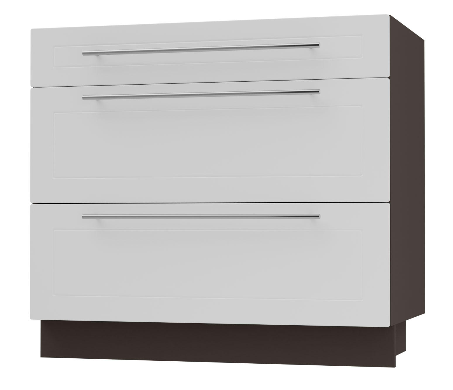SCHUBLADENUNTERSCHRANK Kvantum D3A/90 90 / 50 / 82cm - Dunkelgrau/Weiß, Holz/Holzwerkstoff (90/82/50cm) - Feldmann-Wohnen