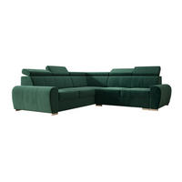 ECKSOFA APOLLO,mit Schlaffunktion und Bettkasten, Farbe: Grün, Velourstoff, Ottomane Links - Grün, Textil (255/255cm) - O-Sofa