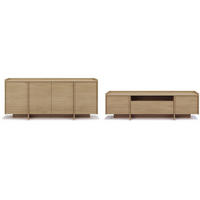 KOMMODE Juni + Lowboard im Japandi Stil, 200 cm, eiche Cremona - Eichefarben, Holzwerkstoff (200/90/38cm) - Beautysofa