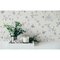 LANDHAUSTAPETEN Blumentapete, creme, grau - Beige/Creme, Papier (530/10050cm) - KUNSTLOFT
