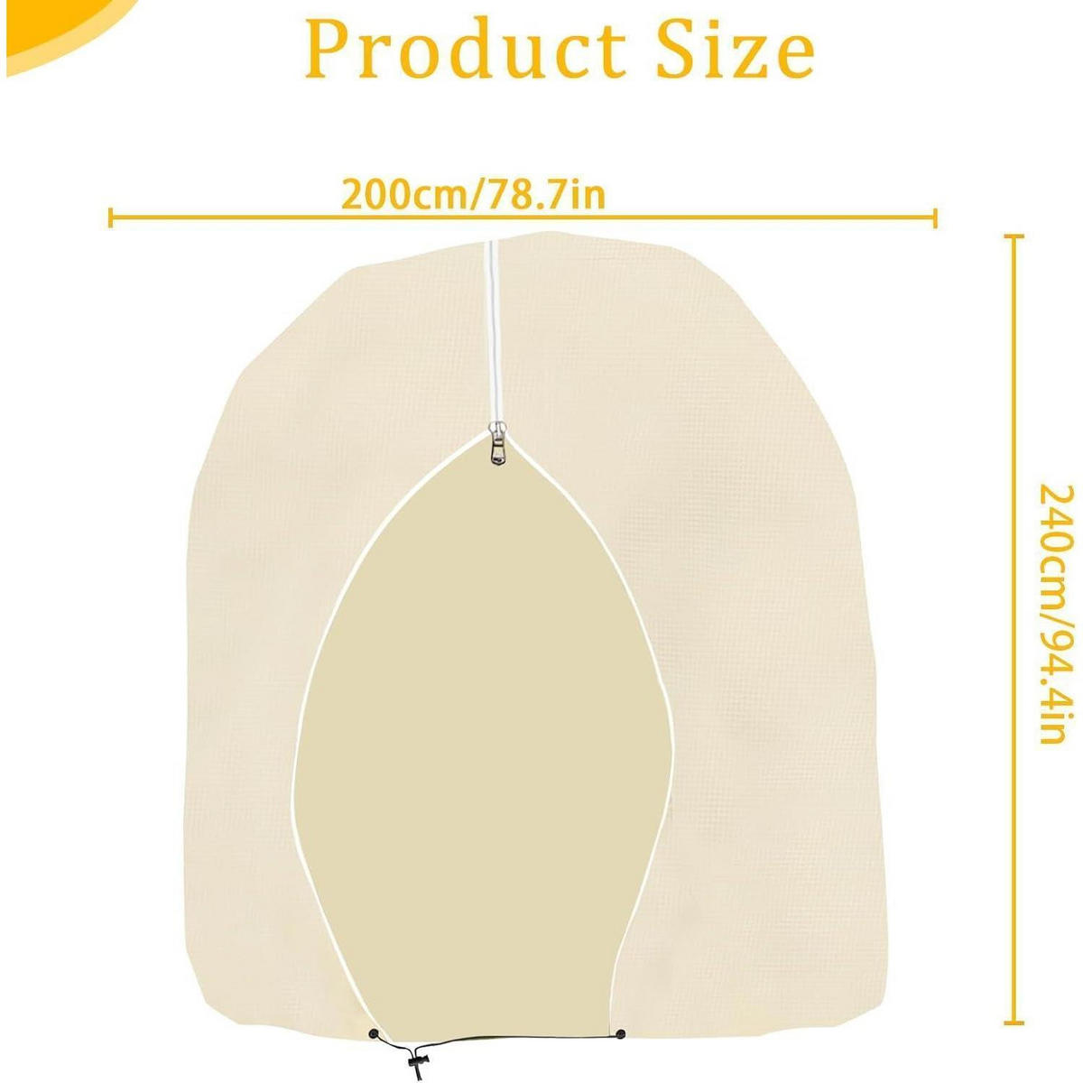 PFLANZENSCHUTZHAUBE mit Reißverschluss und Zugband 200 x 240 cm Beige - Beige, Textil (200/1/240cm)