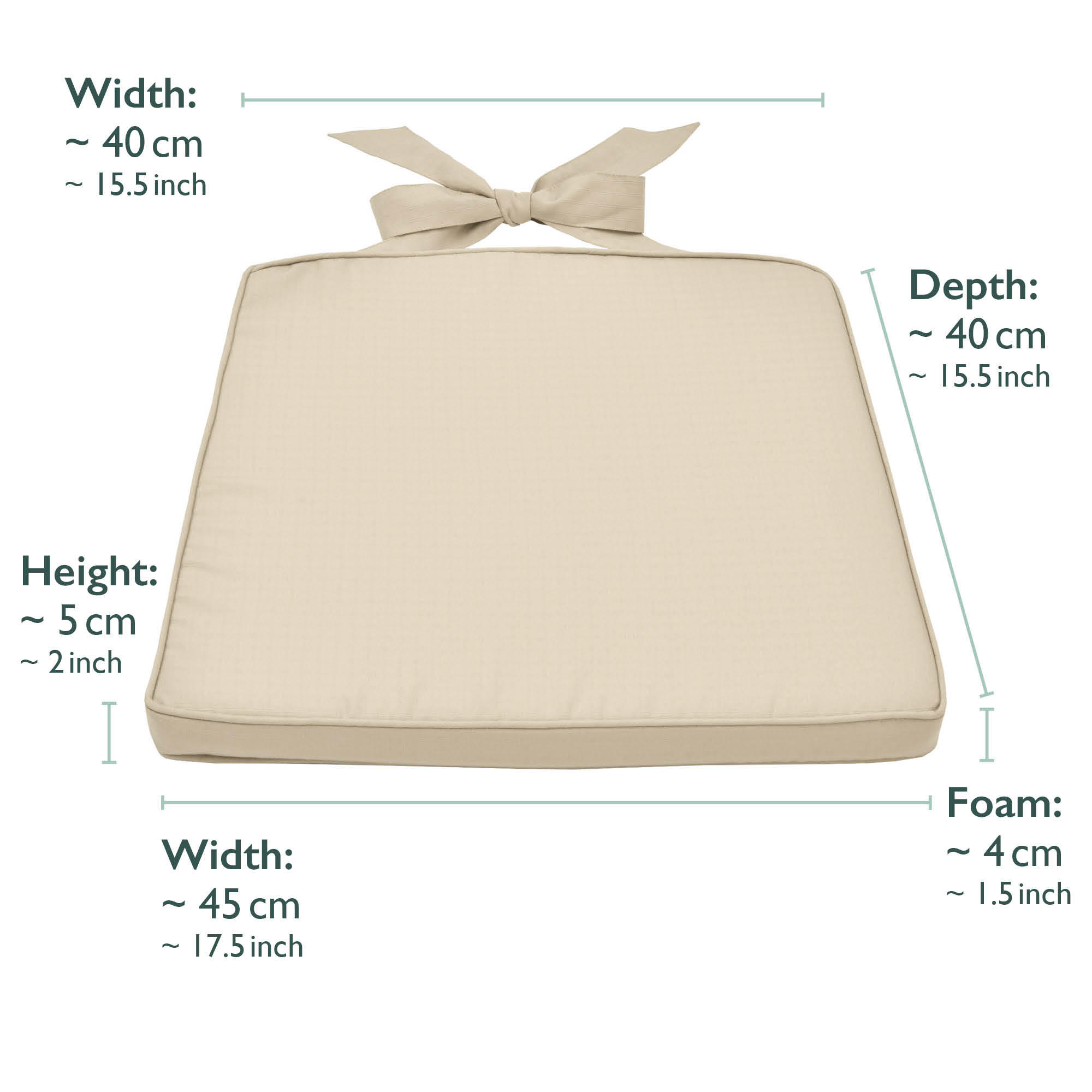 STUHLKISSEN Pia 45/40/5 cm Natur 4tlg - Naturfarben, Textil (40/45cm) - Beautissu 