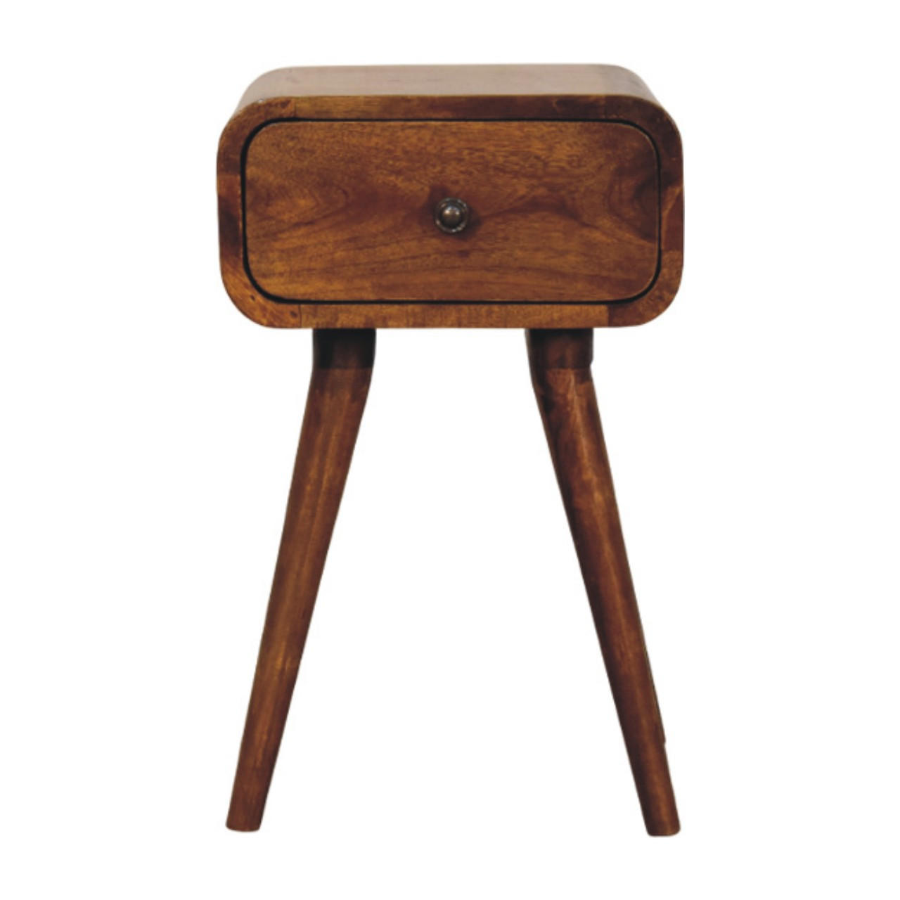 Artisan Furniture NOČNÍ STOLEK z masivního dřeva Avora Mini, kaštanově hnědý, 1 zásuvka, tmavě hnědý
