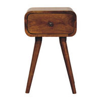 NACHTTISCH Massivholz Avora Mini Kastanienbraun, 1 Schublade - Dunkelbraun/Messingfarben, Mangoholz/Holz (30/49/30cm) - Artisan Furniture