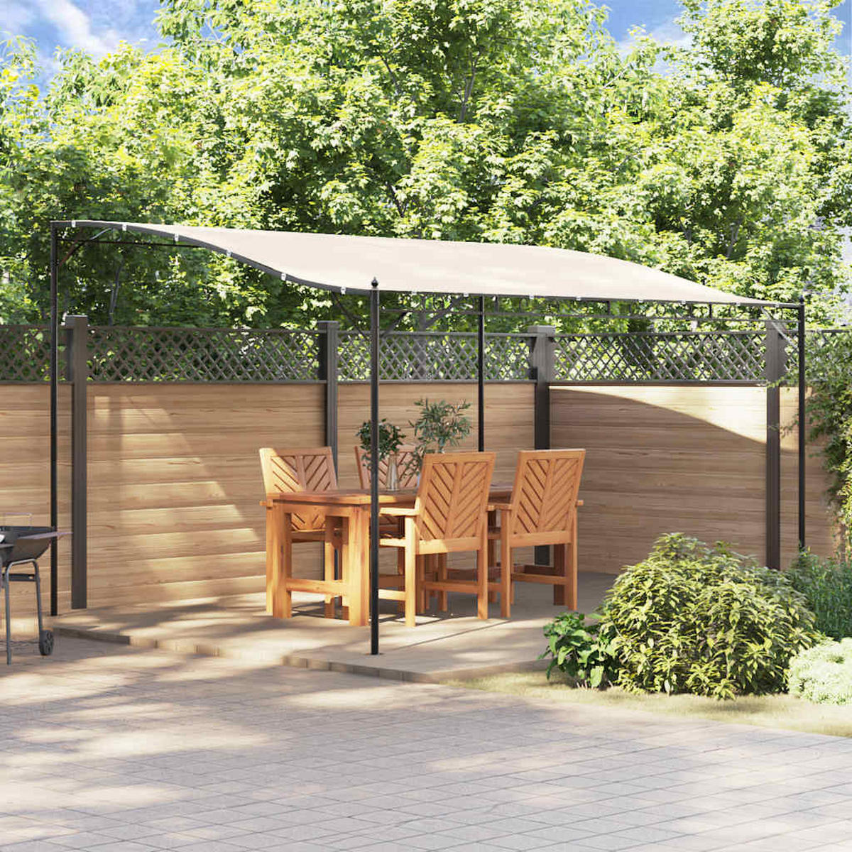 PERGOLA, Pavillon 4x3 m, 180 g/m² Stoff und Stahl, Crème - Creme, Metall (300/255/400cm) - vidaXL