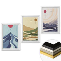 WANDBILDER 3er-Set - 40x60 cm Weißer Rahmen - Pastellfarbene Berge im Japandi-Stil - Weiß, Kunststoff (40/60cm) - ArtPrintCave