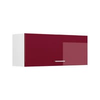 HÄNGESCHRANK R-Line, Rot Hochglanz/Weiß, 100 cm Flach - Rot/Weiß, Holzwerkstoff (100/40/31cm) - Vicco