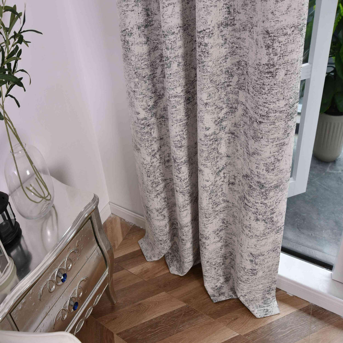 VORHANG 2ER SET VENEDIG HxB 245x140 cm Creme Schwarz - Creme, Textil (140/245cm) - Gardinenbox