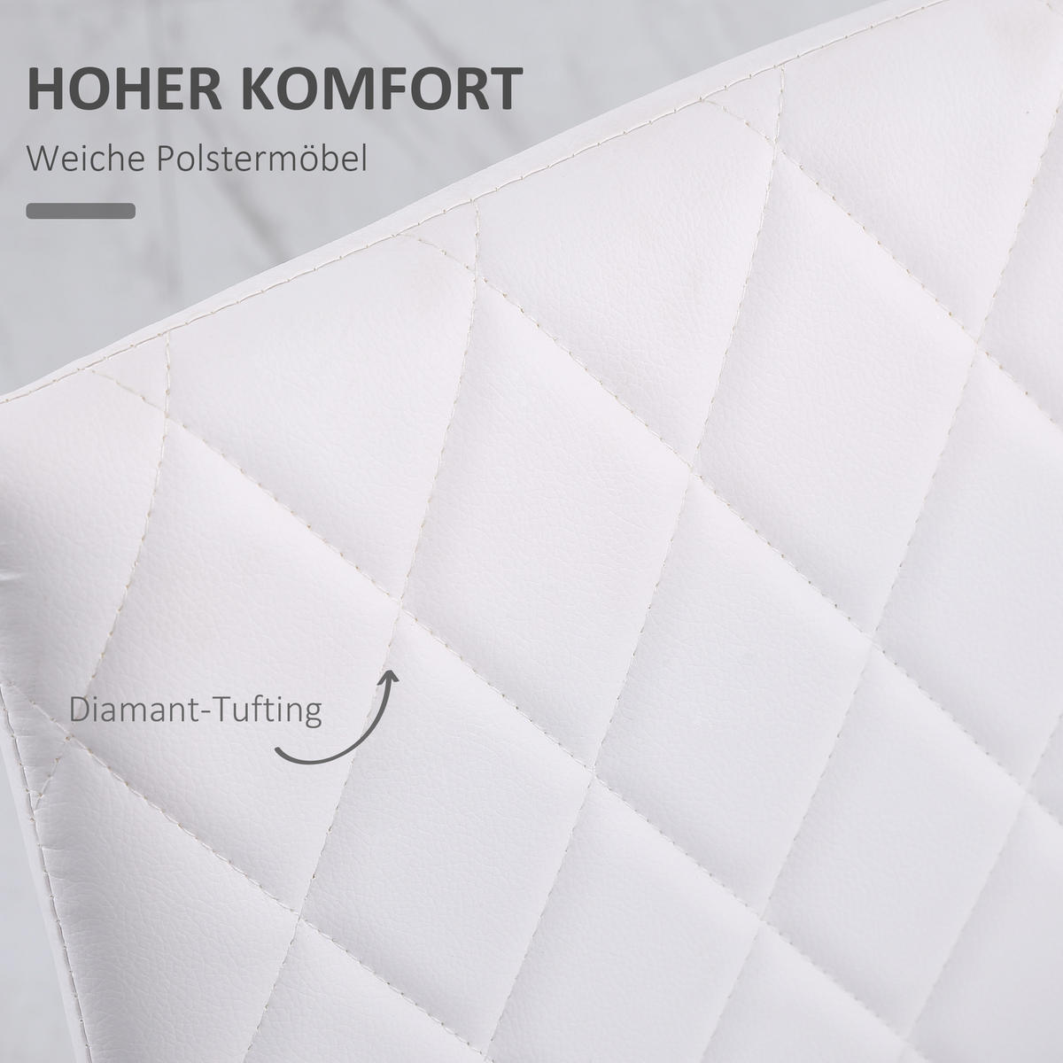 ESSZIMMERSTÜHLE 4er Set Küchenstühle mit Rückenlehne, aus Kunstleder, Weiß - Weiß, Metall (50/91/41cm) - HOMCOM