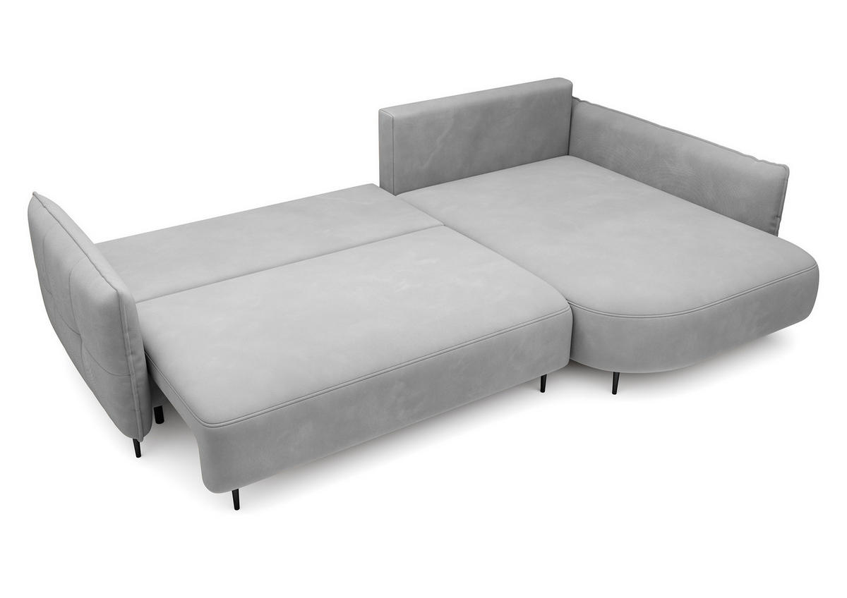 ECKSOFA Oblivio Grau Velours - Schwarz/Grau, Textil/Metall (285/200cm) - Selsey