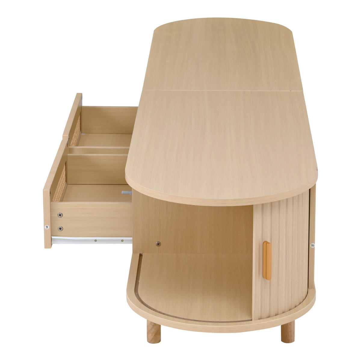 TV-SCHRANK Skandinavisch Oval 170 cm in Eiche-Optik - Eichefarben, Holz/Holzwerkstoff (170/40/40cm) - Urban Meuble