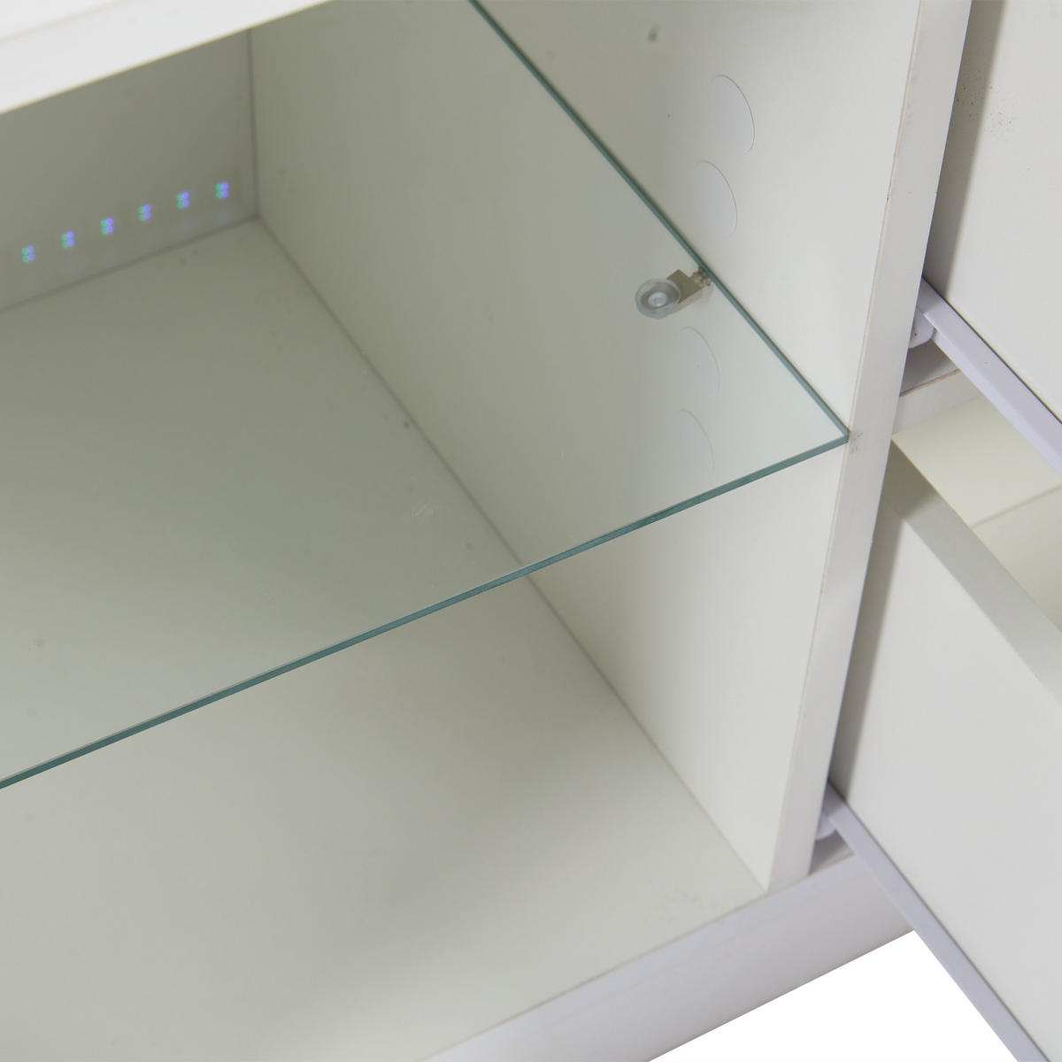 LOWBOARD DE-40333 mit Hochglanz und LED Weiß - Weiß, Holzwerkstoff (160/52/40cm) - ComfortXL