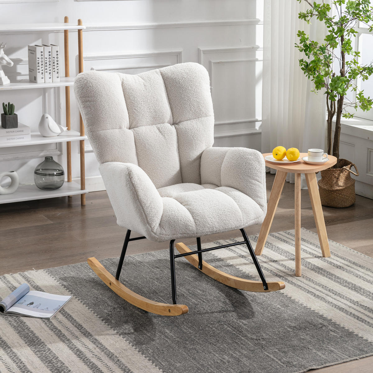 SCHAUKELSESSEL Weiß - Weiß, Holz/Textil (70/95/80cm) - Urban Meuble