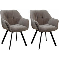 ARMLEHNENSTUHL 2er Set Cord Braun - Schwarz/Braun, Textil/Metall (60/81/59cm) - CLP