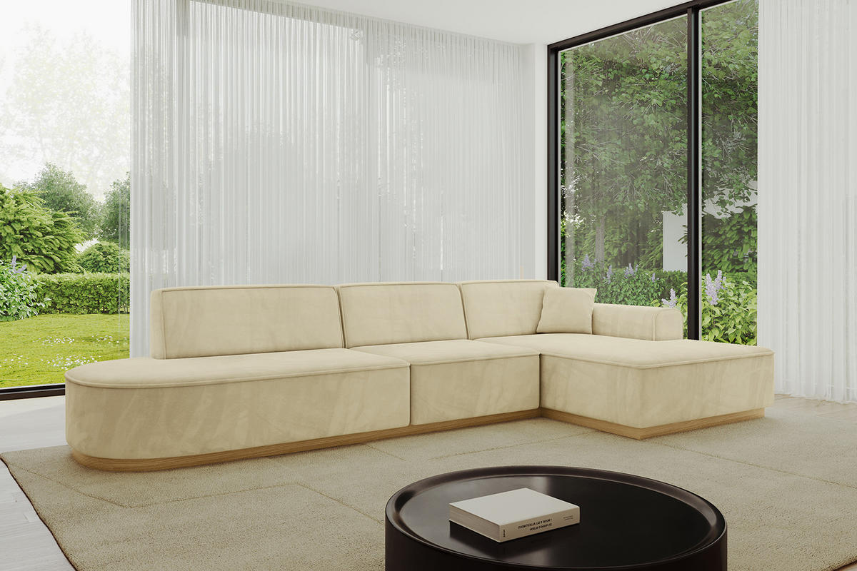 ECKSOFA Ottomane Rechts IREA-L2-v2 - 327x165x80 cm Beige - Taupe, Holzwerkstoff/Textil (327/165cm) - ALTDECOR