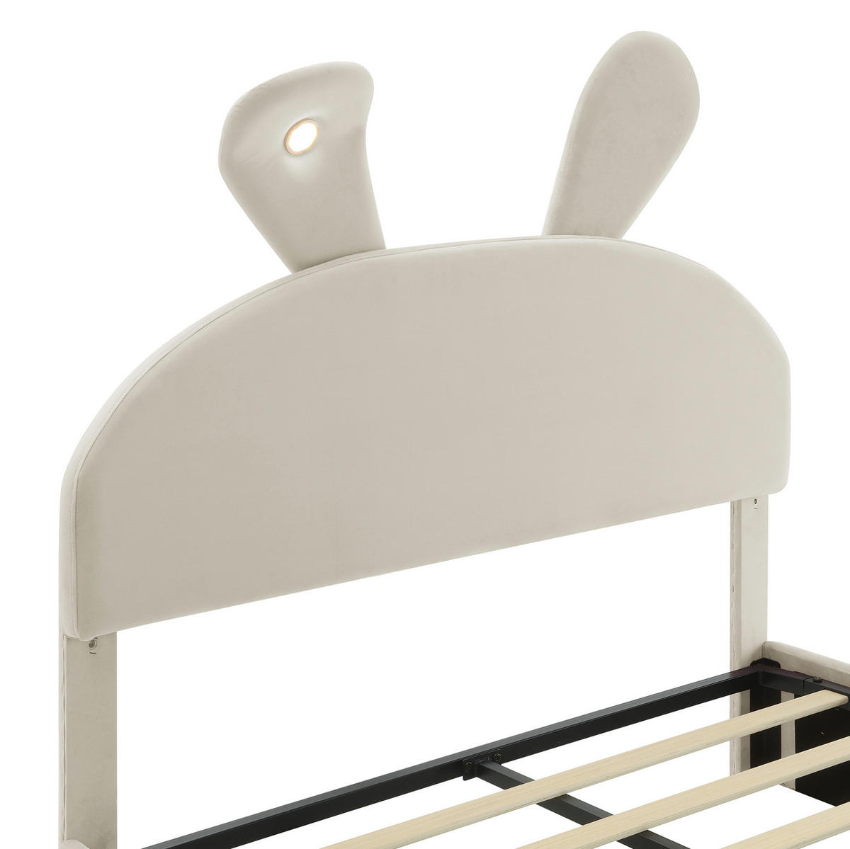 POLSTERBETT aus Samt 140x200 cm Beige mit hydraulischem Stauraum, LED-Licht und 2 Aufbewahrungshockern - Beige, Textil (140/200cm) - IVMEU